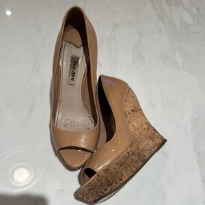Miu Miu Women's Beige Wedge Heels